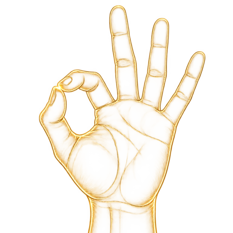 Thumb and index finger pinched with other fingers open
