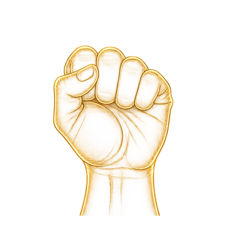 Left hand closed into a fist